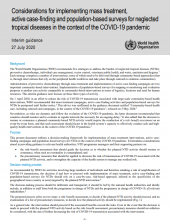 Considerations for implementing mass treatment, active casefinding and population-based surveys for neglected tropical diseases in the context of the COVID-19 pandemic: Interim guidance